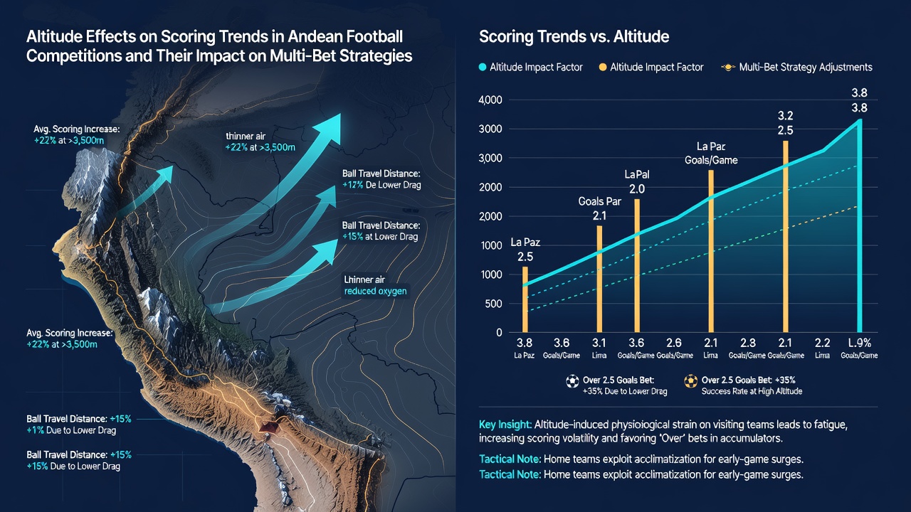 Chart showing goal averages across different altitude levels in South American leagues