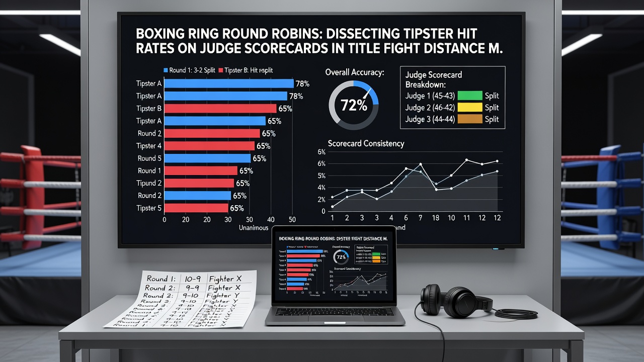 Detailed view of judge scorecards from multiple title fights with statistical overlays