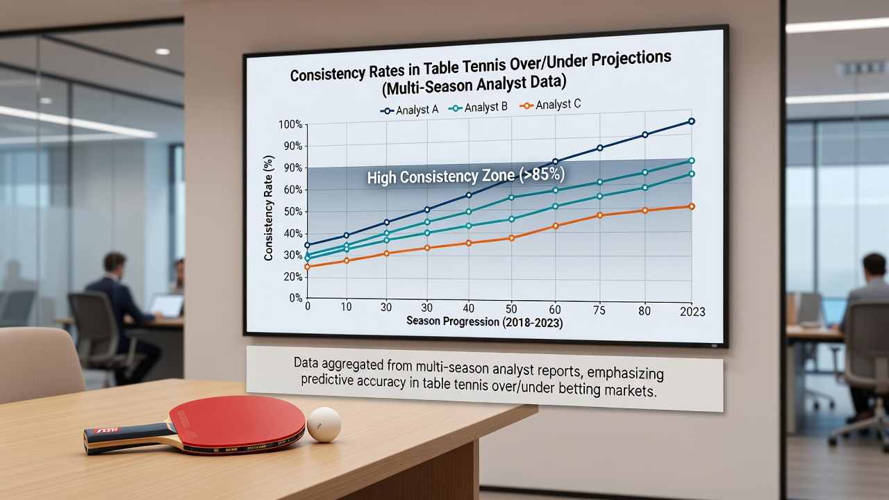 Detailed chart illustrating consistency trends in table tennis totals projections over five seasons