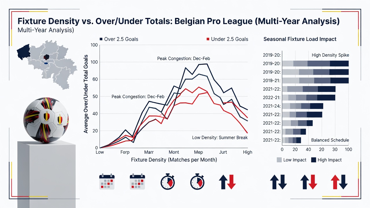 Graph illustrating over/under betting trends in congested Belgian Pro League fixtures