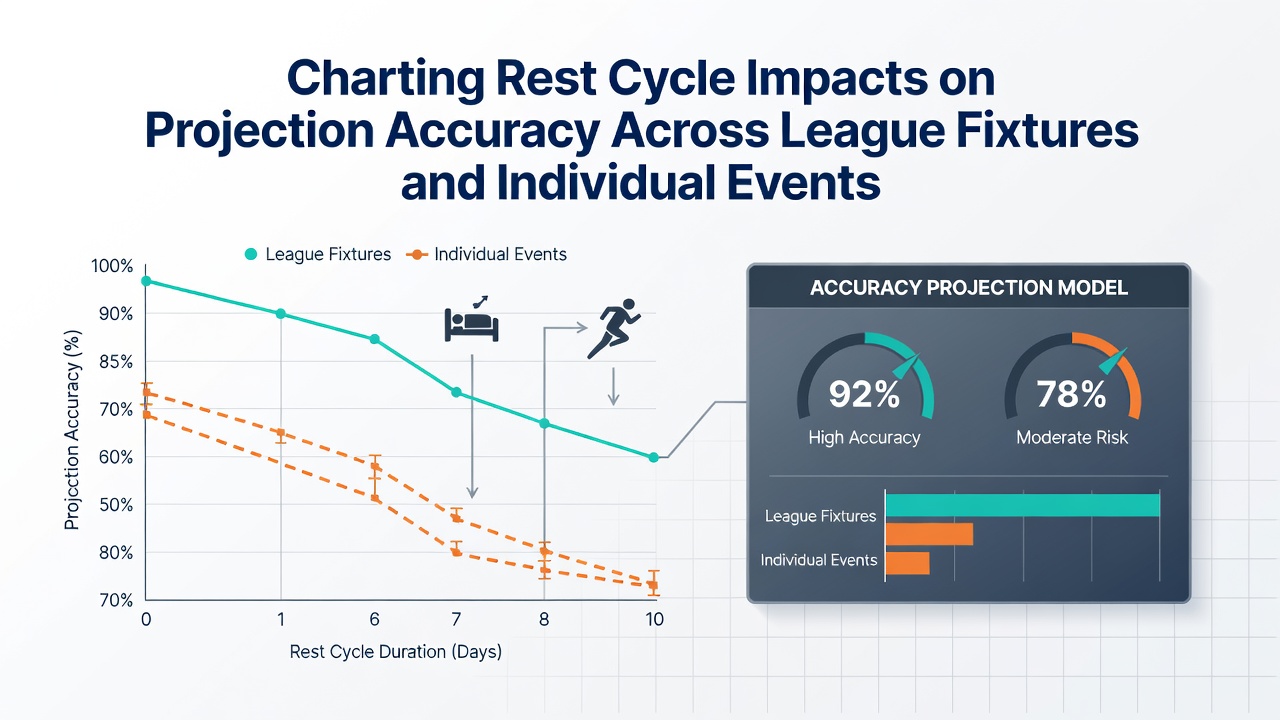 Data visualization showing rest days versus projection accuracy in football and tennis leagues