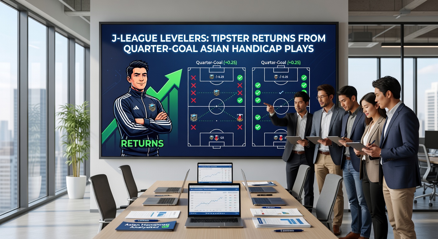 Data chart displaying tipster ROI trends in J-League quarter-goal Asian handicaps over multiple seasons