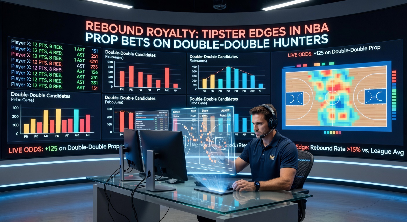 Close-up of a double-double celebration with stats overlay, showcasing tipster success in NBA prop markets