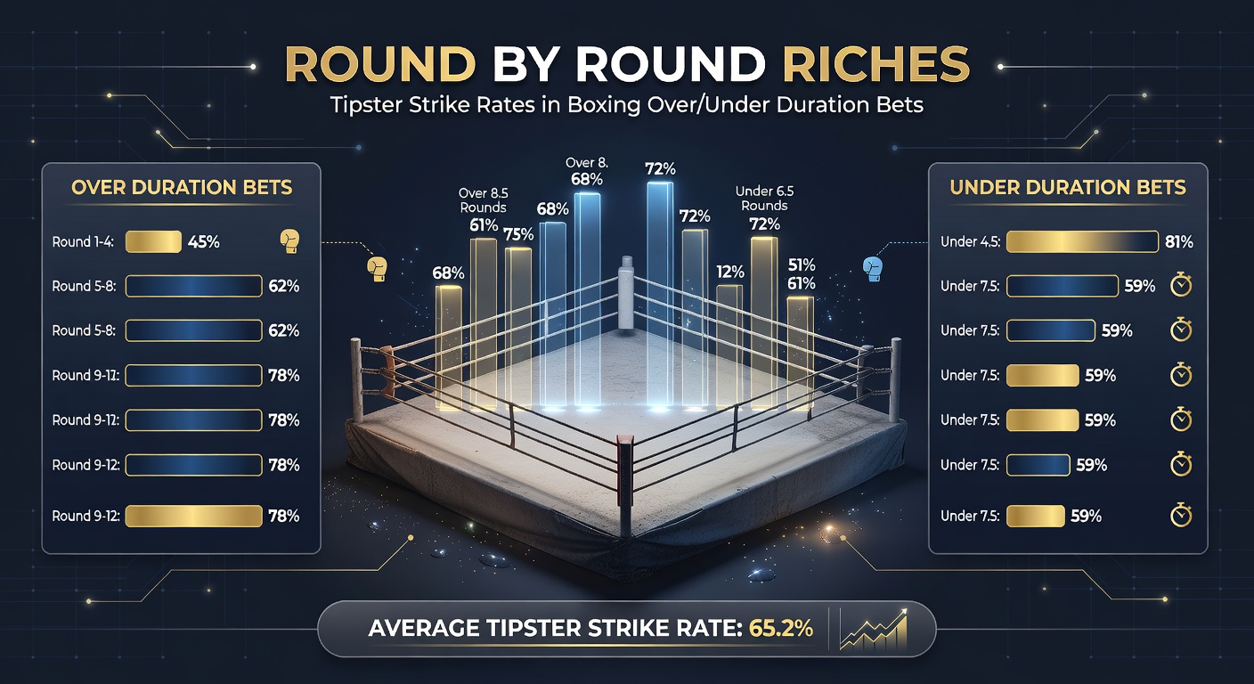 Graph illustrating tipster strike rates across boxing weight classes for over/under duration bets, with bars climbing highest in middleweight and women's divisions