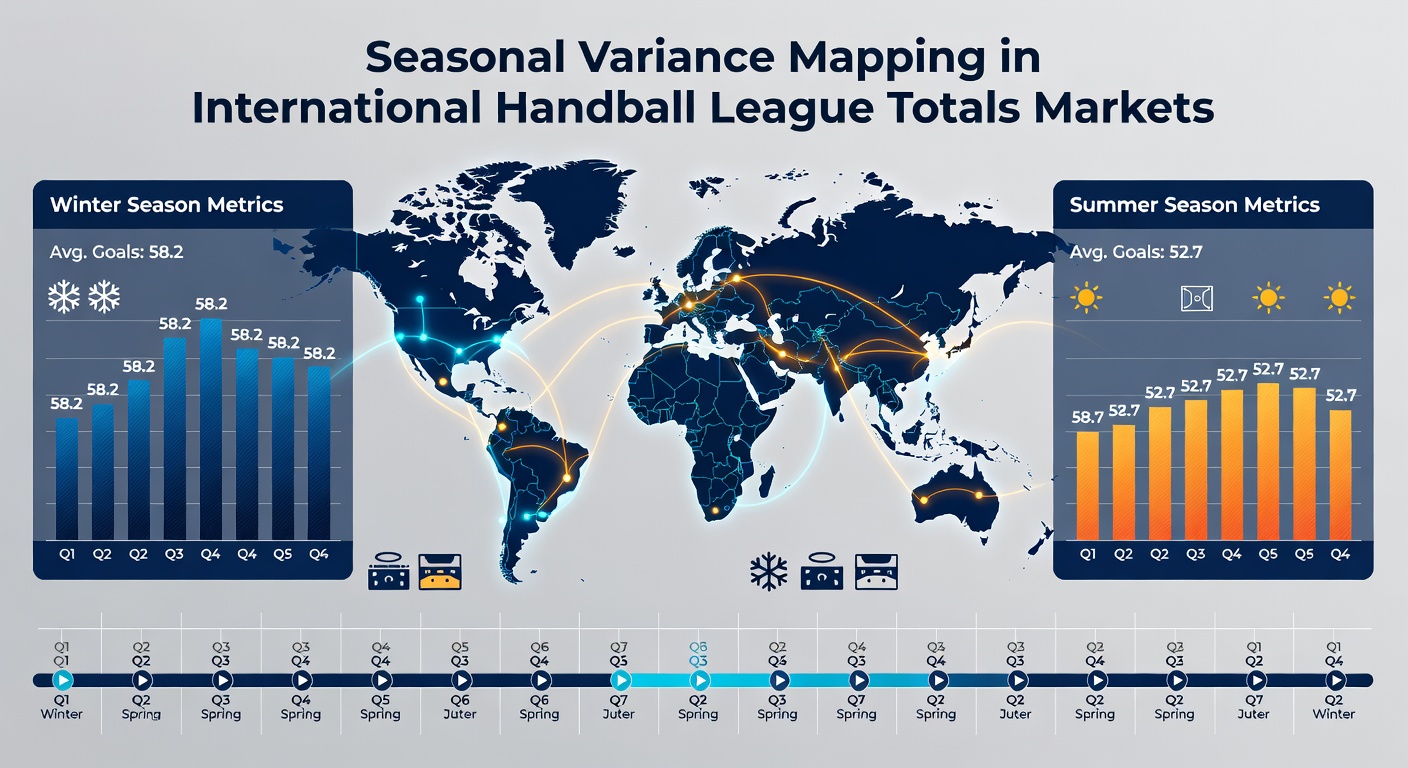 Graph illustrating goal total fluctuations across handball leagues during spring and early summer periods