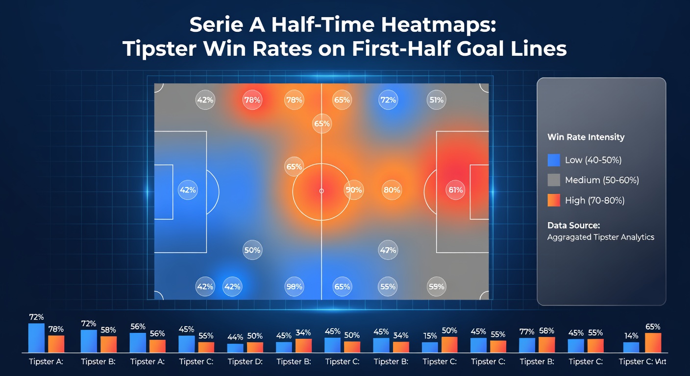 Heatmap visualization of Serie A first-half action zones, highlighting goal-scoring hotspots in midfield and attacking thirds during recent matches