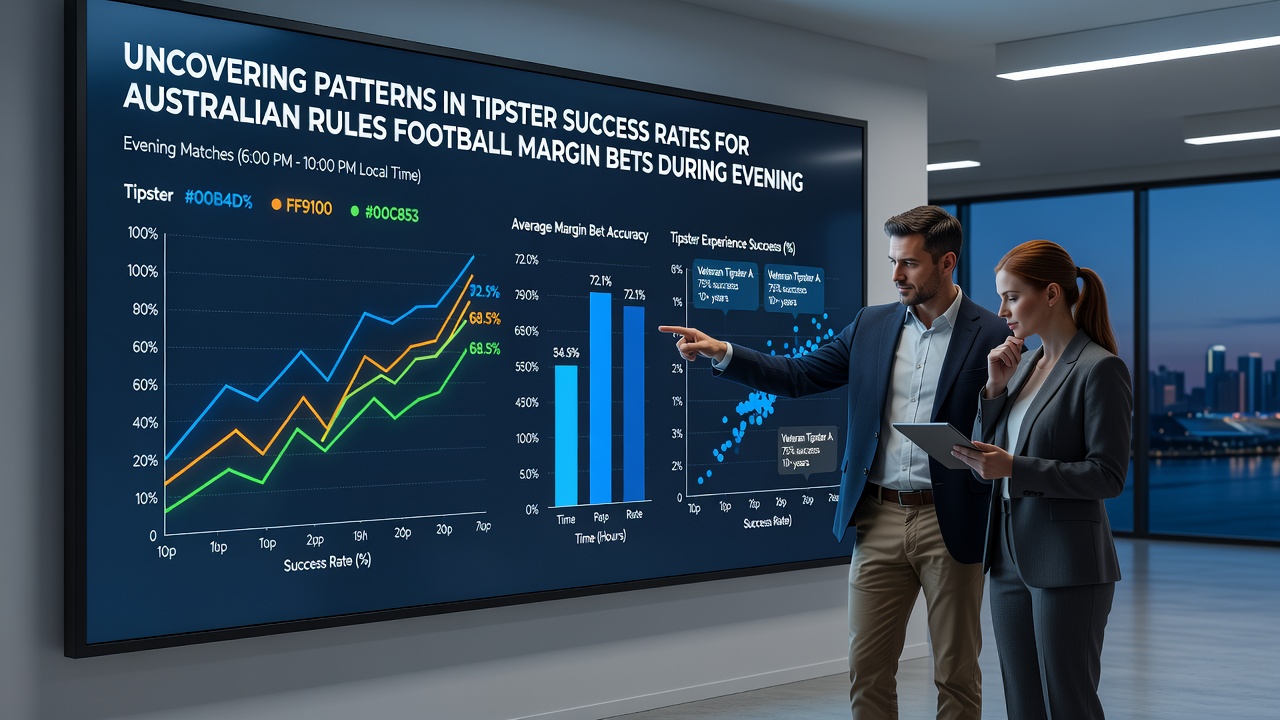 Data charts displaying tipster success rates for AFL margin bets in evening fixtures across different seasons