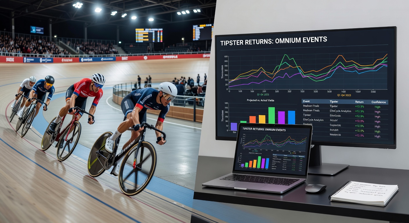 Cyclists in action during an omnium elimination race inside a modern indoor velodrome